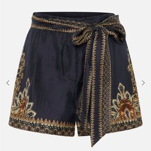 Camilla It’s All Over Torero Belted High Waist shorts 100% silk L